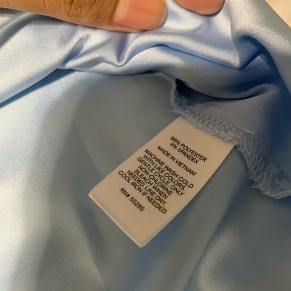 Express Light Blue Top with White Piping Detail - Picture 10 of 11